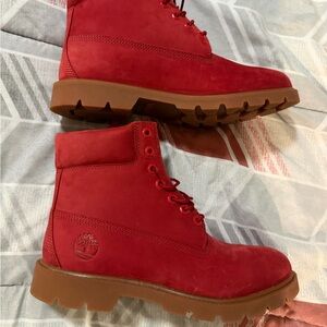 Timberland Bold Red Lace-Up Boots